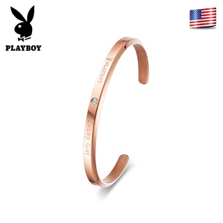 PLAYBOY กำไลข้อมือสเตนเลส แต่งเพทาย ปรับได้