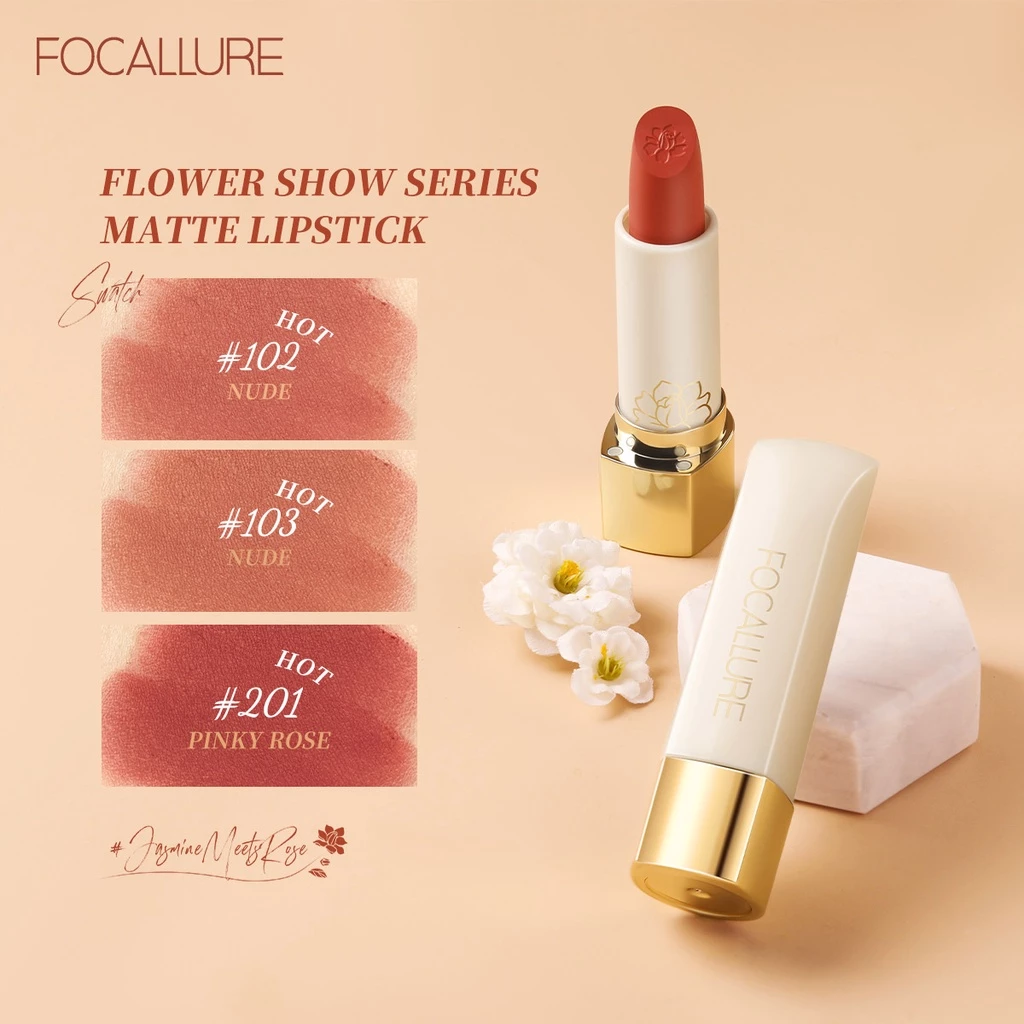 Focallure #Jasminemeetsrose ลิปสติก เนื้อแมตต์ นิ่ม กันน้ํา น้ําหนักเบา