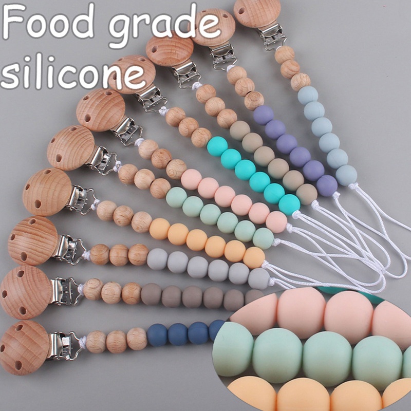 Baby Pacifier Chain Clip Nursing Teether Soother Holder Silicone Bead Chain Clip