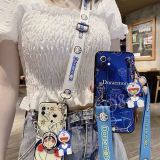 2021 New เคสโทรศัพท์ Xiaomi Mi 11 Phone Case Blu-ray Doraemon Cartoon Doll Bracket With Fashion Letter Strap Back Cover เคส Mi11 Casing