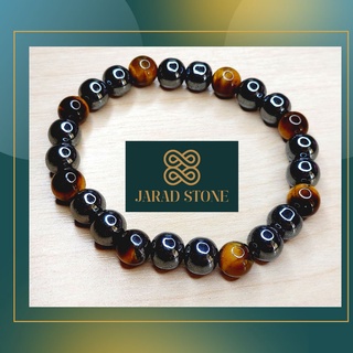 เฮมาไทต์ + ไทเกอร์ อายส์ ( Hematite + Tiger Eye ) สร้อยข้อมือหิน หินนำโชค