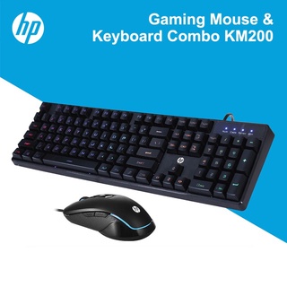 HP คีย์บอร์ด KM200 Keyboard + Mouse LED Back Light (BLACK)