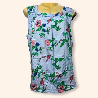 เสื้อคอกระเช้า ลายดอก ผ้าเเมมเบิร์ด มีกระเป๋า คุณแม่ สปัน P01