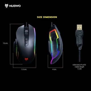 [กรุงเทพฯ ด่วน 2 ชั่วโมง] NUBWO เมาส์เกมมิ่ง ปรับ DPI ได้ 6 ระดับ สูงสุด 12800 มี 7 ปุ่ม ปรับมาโครได้ รุ่น NM90 M2