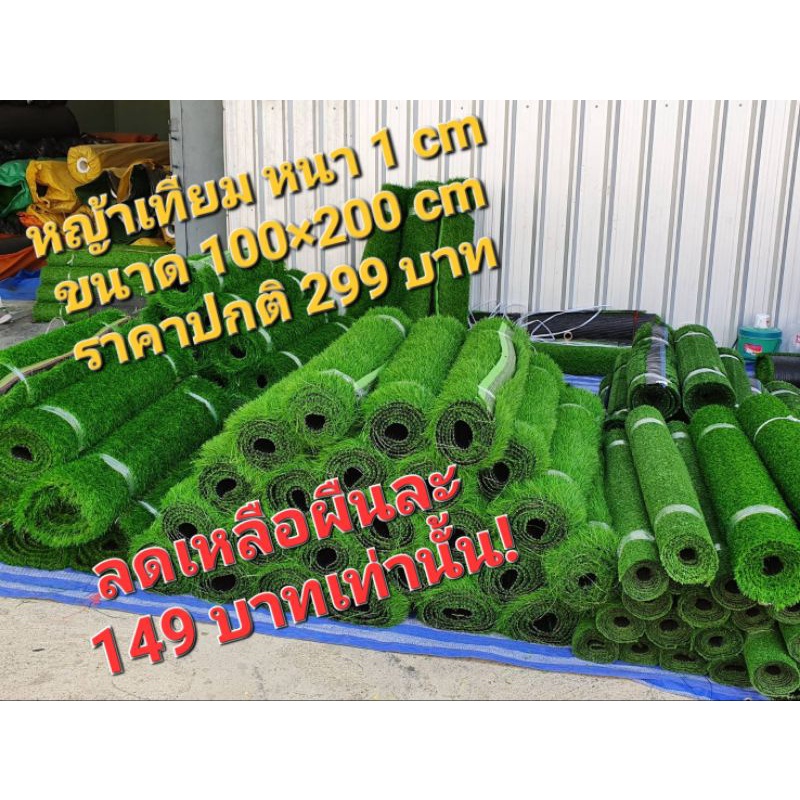 หญ้าเทียมผืนใหญ่ หนา 1 cm ขนาด 100×200 cm