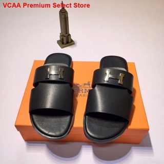 VCAA Premium Select StoreHermes รองเท้าแตะแฟชั่นฤดูร้อนใหม่กลางแจ้งสำหรับผู้ชาย