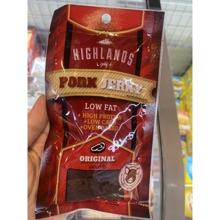 หมูอบแห้ง สไตล์อเมริกัน รสออริจินัล ตรา ไฮแลนส์ เจอร์กี้ Pork Jerky Low Fat Original ( Highlands Brand )