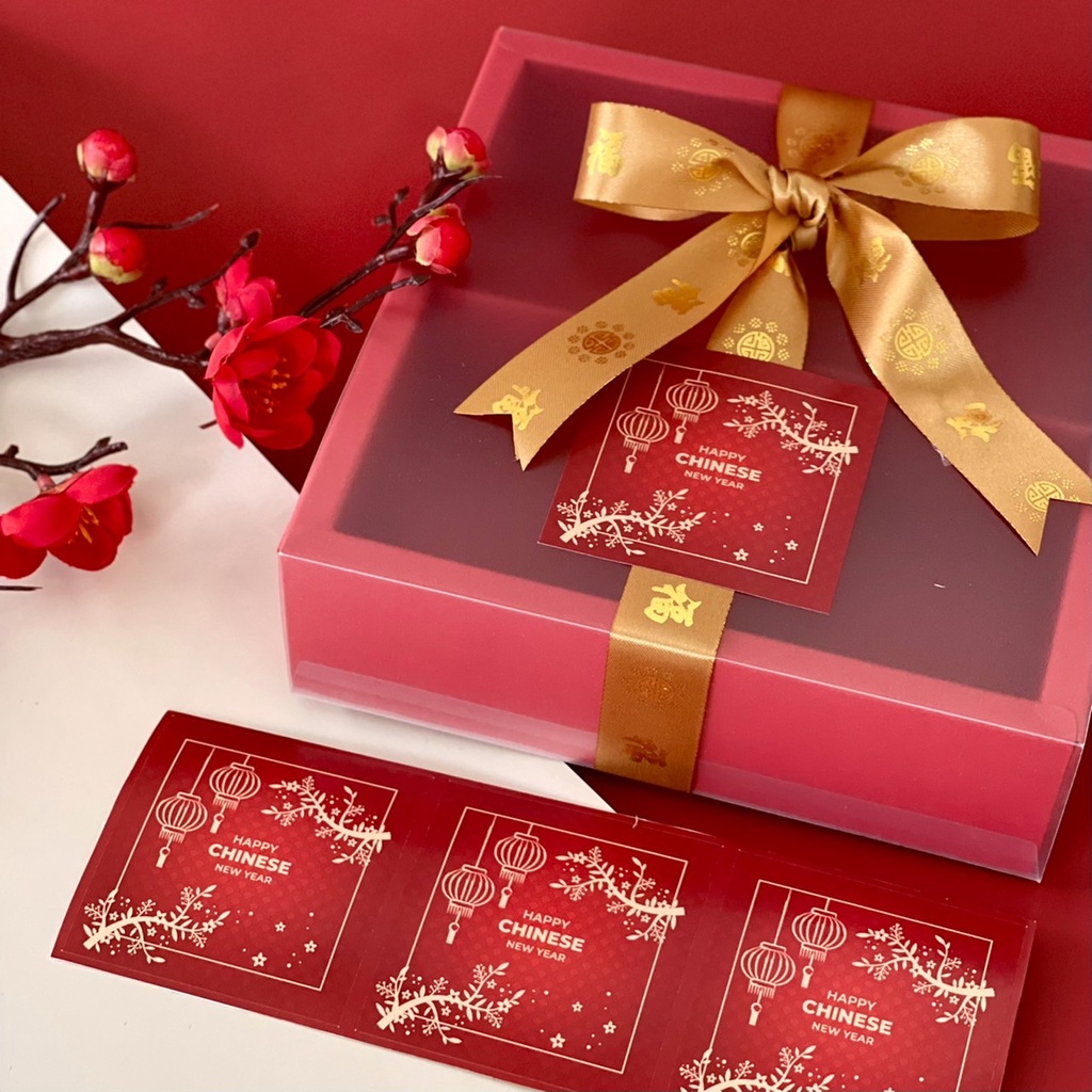 สติกเกอร์ Happy Chinese New Year แพ็คละ 24 ดวง / ขนาด 6 x 6 ซม.  sticker ตกแต่ง CNY