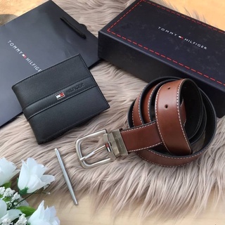 Tommy Hilfiger  Leather Belt &amp; Wallet Set  Code:B21D060765 แบรนด์แท้ 100% งาน Outlet