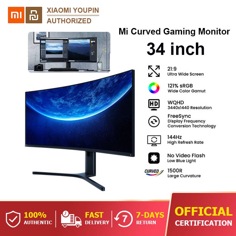 ประกันศูนย์ไทย 3 ปี SYNEX 🔰 Xiaomi Mi จอโค้ง 34 นิ้ว Curved Gaming Monitor FreeSync 144 Hz BHR5133GL