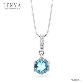 Lenya Jewelry จี้บลูโทแพซ (Blue Topaz) สีฟ้า ตัวเรือนเงินแท้ 925 ชุบโรเดียม