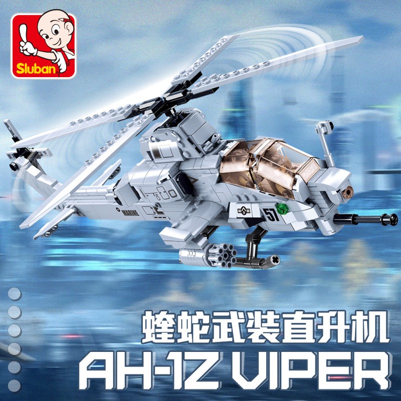 ProudNada Toys ของเล่นเด็ก ตัวต่อ เฮริคอปเตอร์ (กล่องใหญ่สุดคุ้ม) Sluban ModelBricks AH-12 VIPER 482