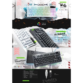 คีย์บอร์ดเกมมิ่ง RUBBER DOME Gaming Keyboard EGA TYPE K6 TKL MINI RGB ของแท้รับประกันสินค้า 2 ปี