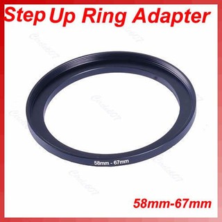 ☀S☀1 PC Metal 58mm-67mm 58-67 mm 58 to 67 Step Up Filter Ring Adapter Black