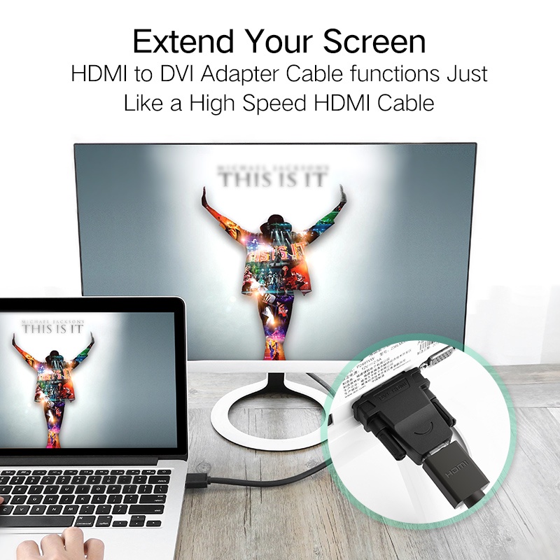 Ugreen HDMI 24 + 1 อะแดปเตอร์ 1080P HDTV DVI เชื่อมต่อ