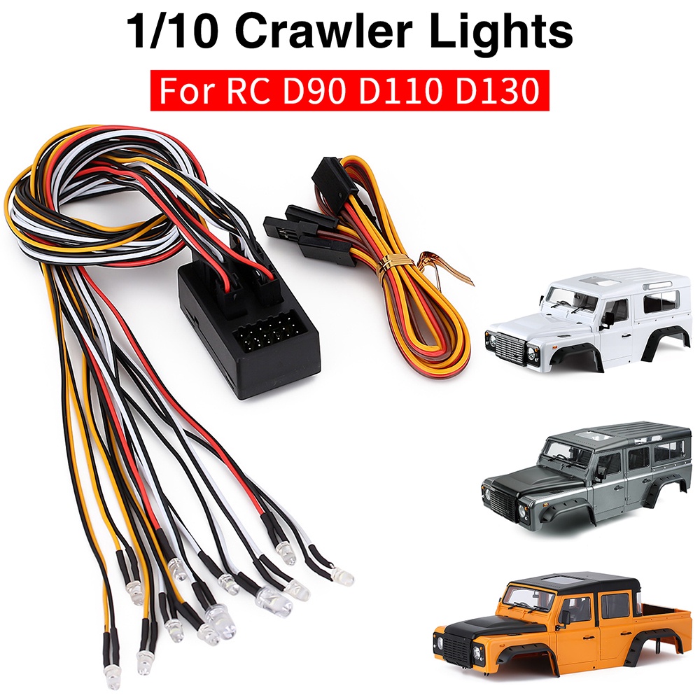 RC รถ 12 ไฟ LED แฟลชชุดสําหรับ 1/10 RC Crawler อุปกรณ์เสริม D90 D110 D130 RC รถอะไหล่