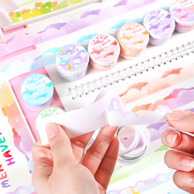 สติกเกอร์เทป ลายการ์ตูนเมฆน่ารัก สําหรับตกแต่งไดอารี่ นักเรียน DIY