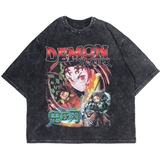 เสื้อยืดผ้าฝ้ายพิมพ์ลายแฟชั่นเสื้อยืด พิมพ์ลายการ์ตูนอนิเมะ DEMON Slimer TANJIRO MODE ONI WASHING สําหรับผู้ชาย