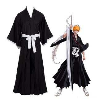 ชุดกิโมโนคอสเพลย์ Bleach Kurosaki Ichigo สไตล์ญี่ปุ่นดั้งเดิม สําหรับผู้ใหญ่