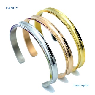 Fancy ใหม่ สร้อยข้อมือเหล็กไทเทเนียม สเตนเลส แบบเปิด รูปตัว C สไตล์เรียบง่าย แฟชั่นสําหรับผู้ชาย และผู้หญิง