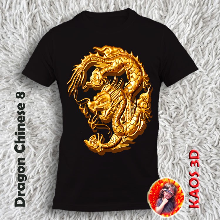Dragon Chinese 8 เสื้อยืดสัญลักษณ์จีน / เสื้อยืดโลโก้ Dragon Gold / Dragon Chinese 8 เสื้อผ้า unisex
