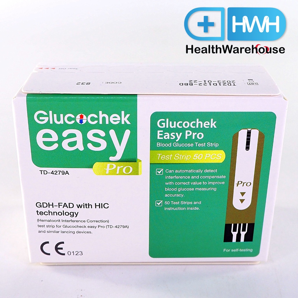 Glucochek Easy Pro 50 ชิ้น Glucose Test Strip 50's แถบตรวจน้ำตาล แผ่นตรวจน้ำตาล