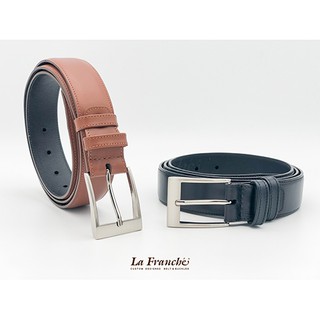 La Franche - Working Belt เข็มขัดหนังวัวแท้ Nappa สีดำ หรือ น้ำตาล  พร้อมหัวเข็มขัดนิกเกิ้ล #3W0046