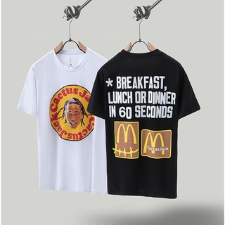 เสื้อยืดแขนสั้นลําลอง พิมพ์ลาย McDonalds x Travis Scott x CPFM Tripartite ขนาดใหญ่