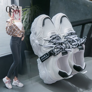 OSA (ฟรีเชือกรองเท้า 2 สี )  รองเท้าผ้าใบ แฟชั่นผู้หญิง ผ้าใบสีขาวสไตล์เกาหลี สววมินิมาก รุ่นสุดฮิต  O637