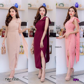 TwinsShopVip💗พร้อมส่ง TW11550 เดรสไหล่เดียวแต่งสไบ one shoulder dressone shoulder dressone shoulder dressone s