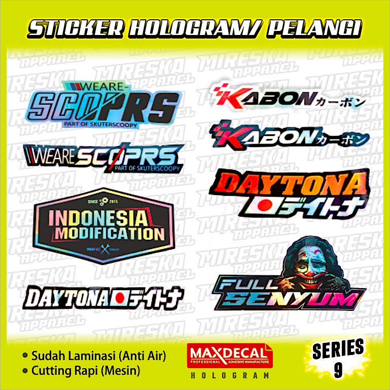 สติกเกอร์โฮโลแกรม 9th สติกเกอร์คําว่า Workshop Racing สติกเกอร์เกม/FULL Smile WE ARE SCOPRS SCO0PY DAYTONA INDONESIA MODIFICATION/Team Sticker/ PAGAR NUSA