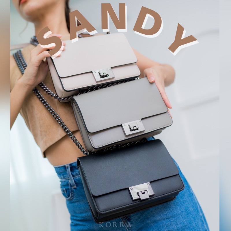 (หมดยังไม่ผลิตเพิ่มค่ะ)KORRA SANDY BAG แซนดี้ สายปรับระดับได้ พร้อมส่งดำ/เทาเข้ม อะไหล่รมควัน