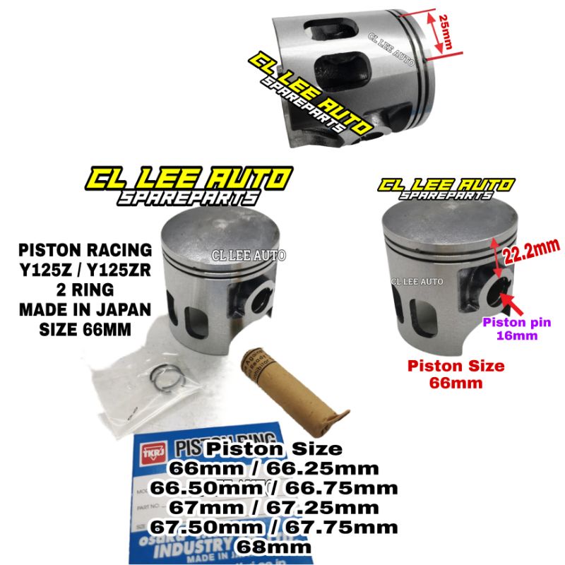 PISTON RACING Y125Z Y125ZR DT 2 RING 66MM 66.50MM 67MM 67.50MM 68MM