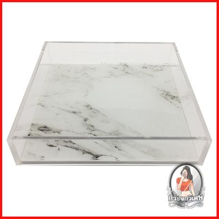 อุปกรณ์บนโต๊ะอาหารอื่นๆ อุปกรณ์บนโต๊ะอาหาร ถาดอะคริลิก 20x20x4 ซม. MARBLE KECH สีขาว S 
 ผลิตจากอะคริลิกคุณภาพดี
 เพิ่มพ