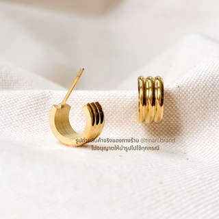 STAINLESS GOLD MINI HOOPS TINARI 3 ต่างหูห่วง ทอง แสตนเลส แพ้ง่ายใส่ได้