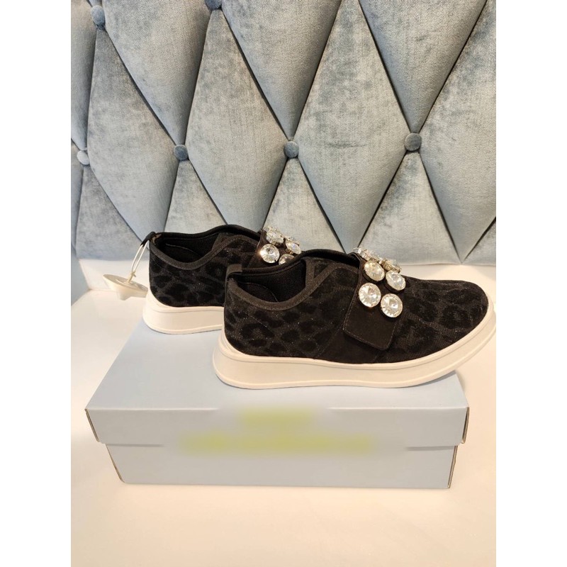 [NEW] Lyn around แท้💯 รองเท้าผ้าใบลายเสือประดับเพชร (สีดำ)