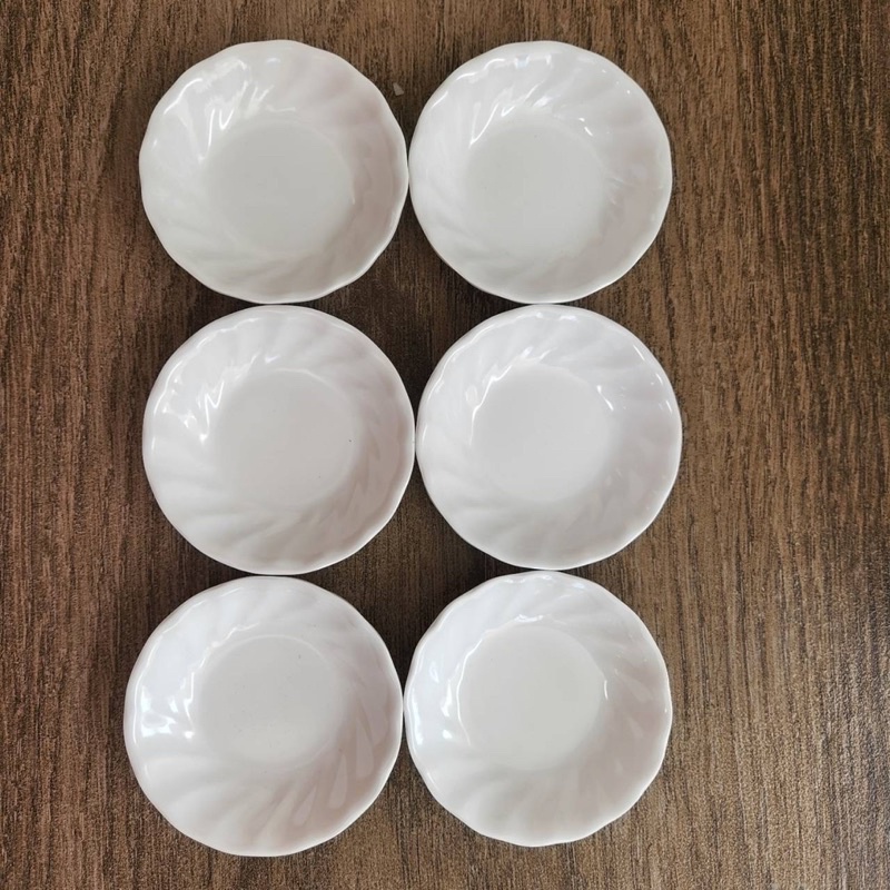 ถ้วยน้ำจิ้มทรงเตี้ย3.5นิ้วซุปเปอร์แวร์6ใบ สีขาว(ขอบหยัก)