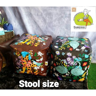 [พร้อมส่ง+บรรจุโฟมแล้ว] เก้าอี้ BeanBag-Stool Size: 1 6x16x16 นิ้ว -ลายพิมพ์พื้นสีดำ และพื้นน้ำตาล