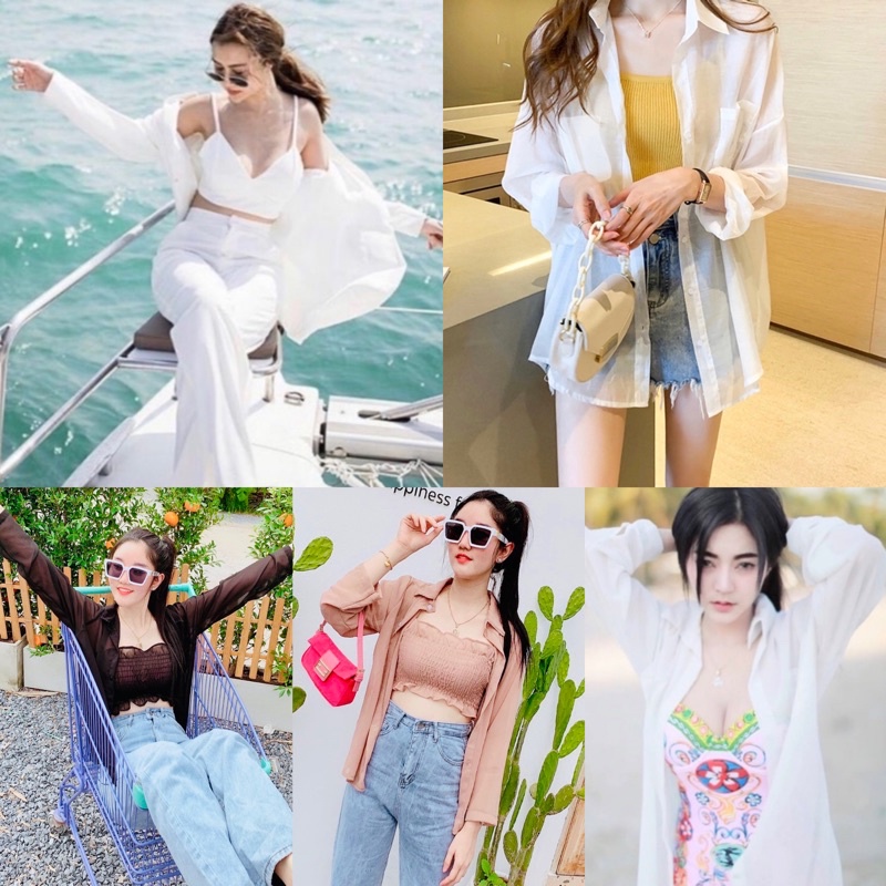 mayylody เสื้อชีฟอง เสื้อเชิ้ตชีฟอง ใส่สบายซีทรูเบาๆๆ ใส่คลุมแมทซ์ง่ายเข้าได้กับทุกลุค งานสวยปังมากกกก