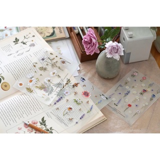 Botanical of flowers A6 PVC sticker สติ๊กเกอร์ PVC ไดคัตลายดอกไม้ขนาด A6