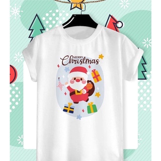 เสื้อยืดผ้าฝ้าย เสื้อยืดสกรีนลาย Mery Christmas แซนต้าครอส