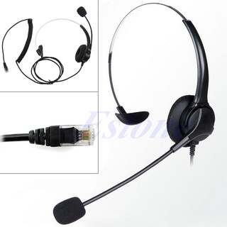 R* 4-Pin RJ11 Monaural Corded Operator Call Center Telephone Headset Headphone BK