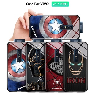  For Vivo V17 Pro V15 V11 V11i Z1 Pro Z5X S1 S1 Pro Marvel เคสโทรศัพท์กระจกเทมเปอร์ฝาหลัง Cover