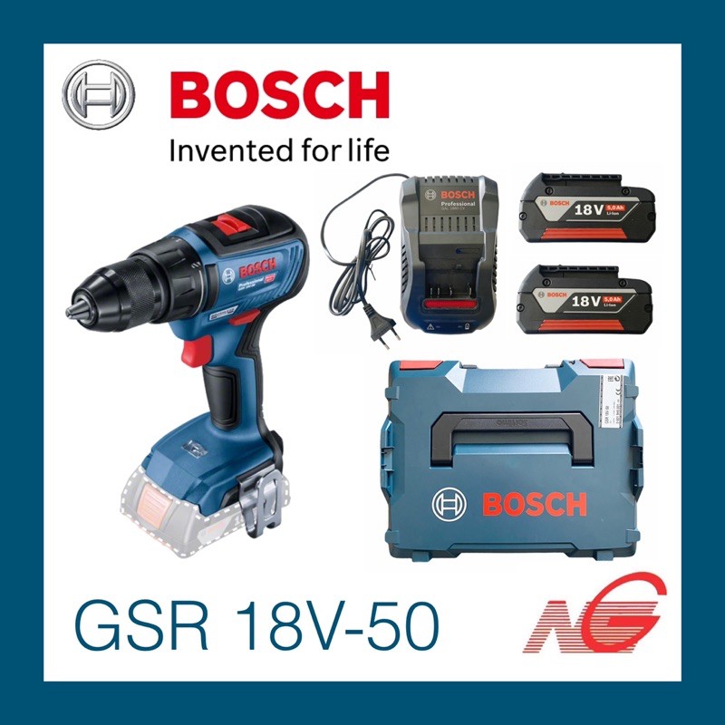 สว่าน/ไขควงไฟฟ้าไร้สาย BOSCH GSR 18V-50 Professional 06019H5001