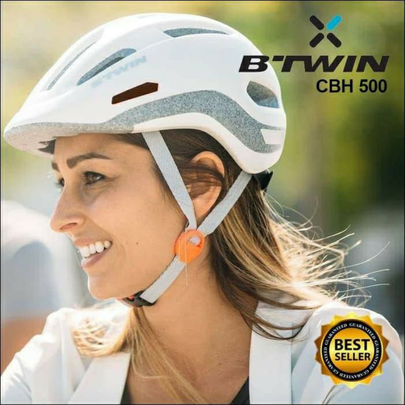 หมวกกันน็อคจักรยาน Btwin CBH 500 สีขาว ไซส์ M