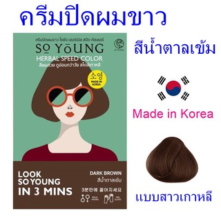 น้ำยาย้อมผม น้ำยาปิดผมขาว ครีมปิดผมขาว So Young ครีมปิดผมขาวโซยัง สีน้ำตาลเข้ม Herbal speed color 1 ซอง