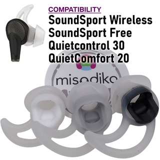 Misodiko จุกหูฟังซิลิโคน แบบเปลี่ยน สําหรับ Bose SoundSport Wireless Free Quietcontrol 30 QuietComfort 20