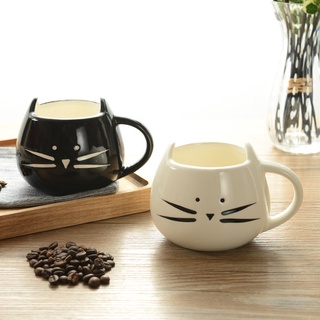 SOME 420ml Lovely White / Black Cat Coffee Milk Light Ceramic Lovers Mug Couples Cup