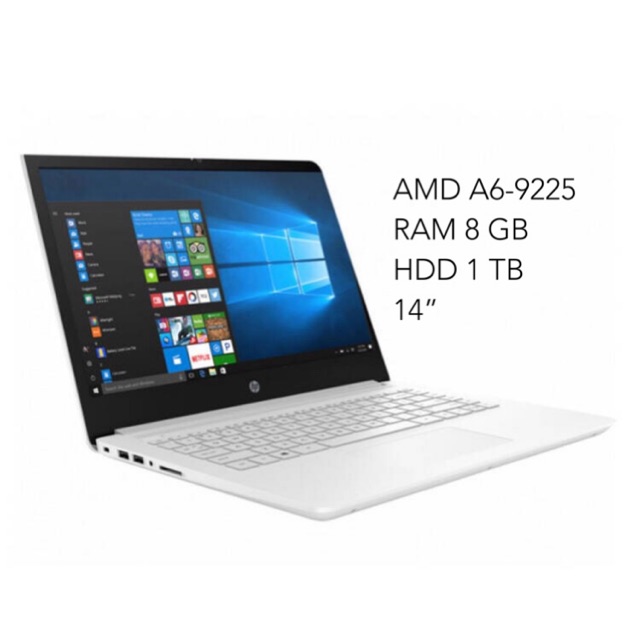 [Notebook HP อัพแรมแล้ว ใช้งานน้อยมาก] HP 14-cm0011AU (4LL59PA#AKL) AMD A6-9225/8GB/1TB/Radeon R4/14.0/Win10(Snow white)