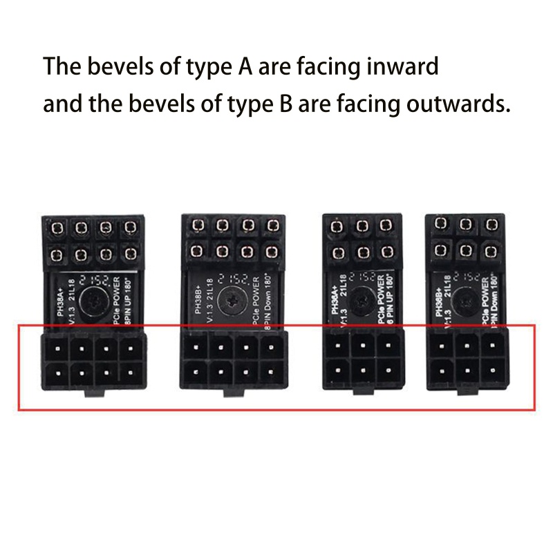 Btsg อะแดปเตอร์พาวเวอร์ GPU VGA 8Pin 6pin ตัวผู้ 180 องศา U Turn to 8Pin 6pin Female สีดํา